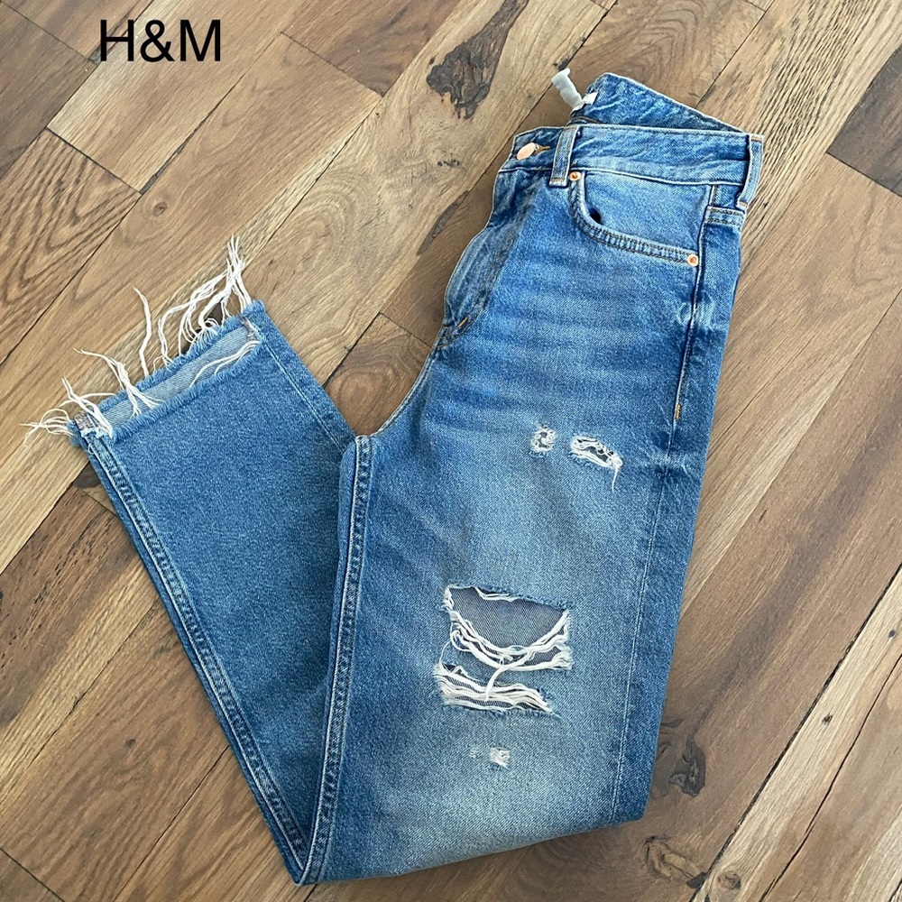 H&M Denim Blue High Waisted Jeans Size 2